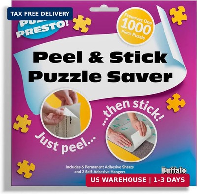 Puzzle Presto Peel & Stick Puzzle Saver Sheets - 6 Sheets & 2 Hangers - Complete