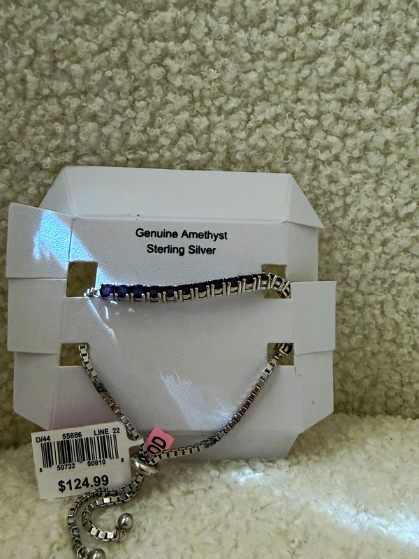 Amethyst 925 Sterling Silver Tennis Bracelet Adjustable Bolo Box Chain