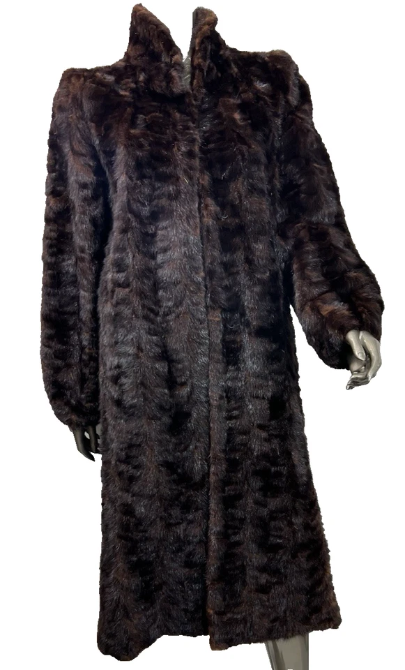 Abrigo de visón marrón pequeño de longitud completa genuino para mujer hecho en Grecia Foto 3 de 4