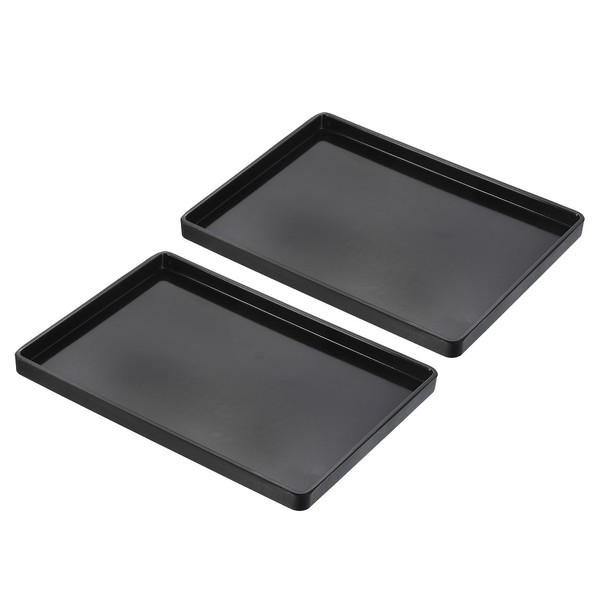 "11X8\" Schnellimbiss-Tablett, 2Er Pack Mehrzweck-Rechteck-Serviertablett, Schwarz"-image