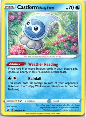 Castform Rainy Form - SWSH06: Chilling Reign 033/198 - Common - Regular