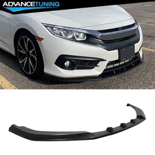 For 16-18 Honda Civic Sedan Coupe V3 Style Unpainted Front Bumper Lip Spoiler