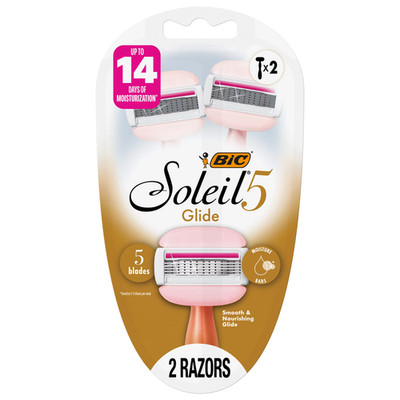 BIC Soleil 5 Glide Women's 5-Blade Disposable Razors, 2 Count