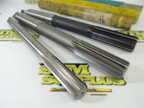 LOT OF 3 NEW & USED HSS 2MT & 3MT CHUCKING REAMERS 11/16" & 15/16" LSI MORSE L&I