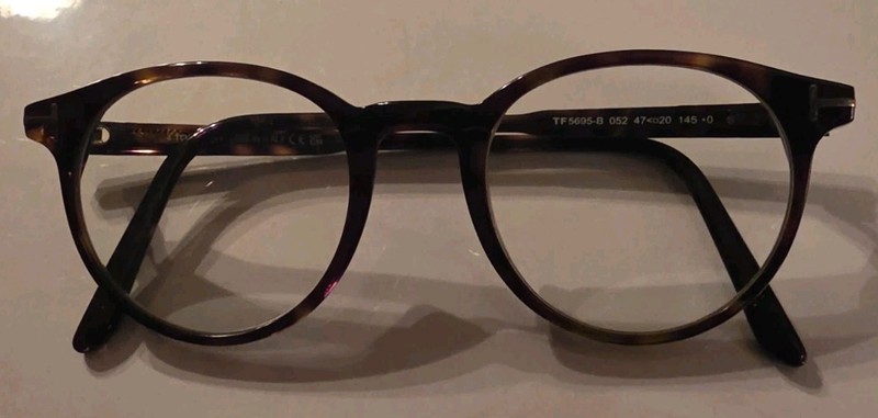 Tom Ford FT5695 B 052 Plastic Dark Havana 47mm Round Eyeglass frame Rx Ready Zyl