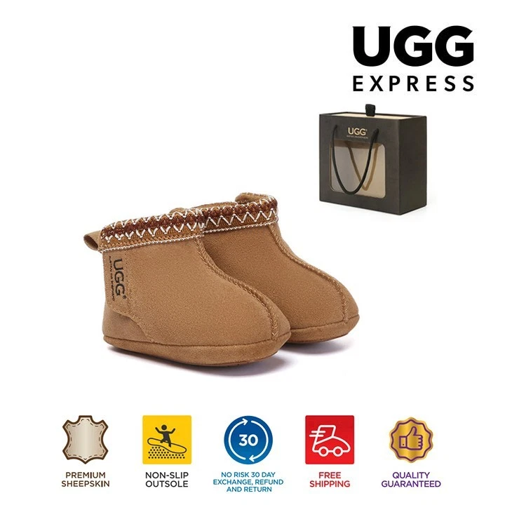 AUSTRALIAN SHEPHERD® UGG Boots Kids Baby Sheepskin Wool Gift Set Pack Barney