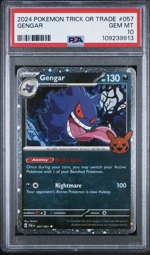 PSA 10 Gengar #057 Trick or Trade 2024 Holo GEM MINT Halloween Pokémon 🎃🔥