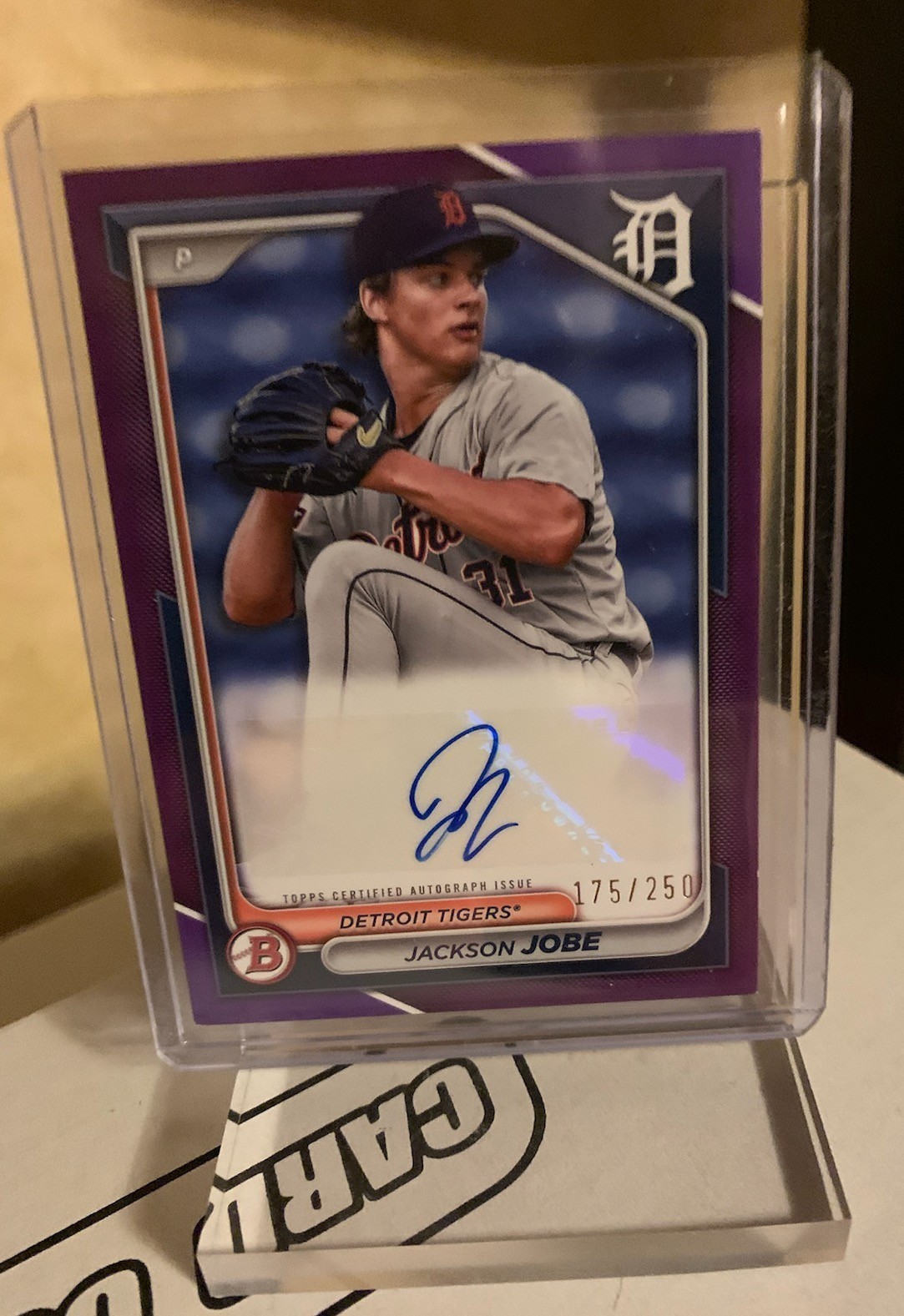 Jackson Jobe 2024 Bowman Prospect Purple Auto /250 #PPRA-JJ