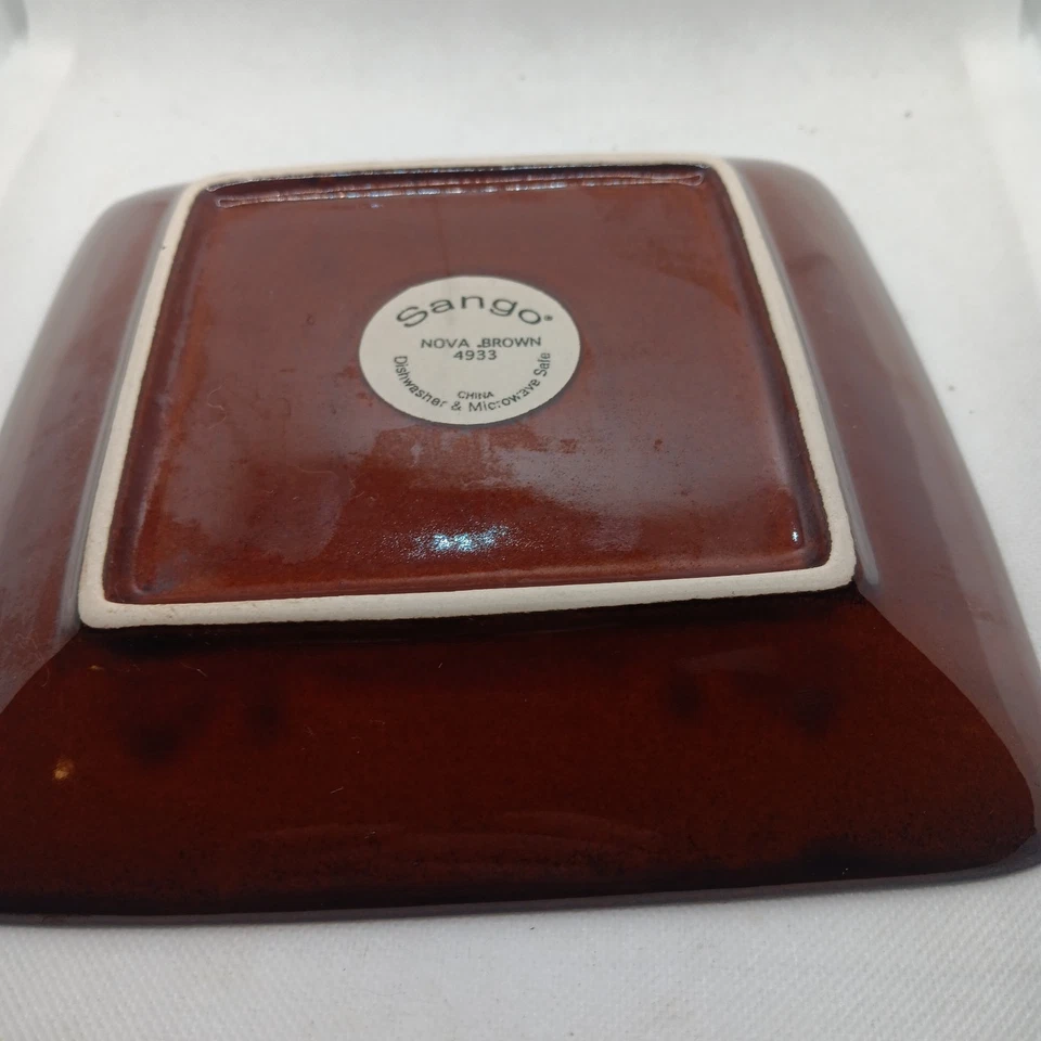 Set of 3 Sango 4933 Nova Brown Square Salad Plates 7 3/4" - Image 2 of 4