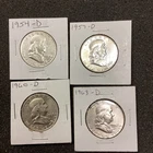 Lot Of 4 Franklin Half Dollars Various Years Circulated Silver Coins 90% silver