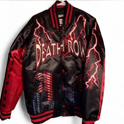 Brand New Death Row Records Satin Varsity Bomber Men's Jacket XL Lightning Bolts