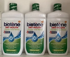 3 Pack Biotene Dry Mouth Gentle Oral Rinse Gentle Mint 16 Oz (473ml) Each