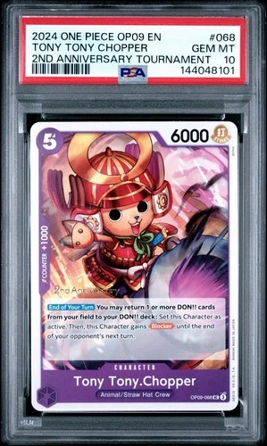 One Piece PSA  10 Tony Tony Chopper OP09-068 2nd Anniversary English Stamped
