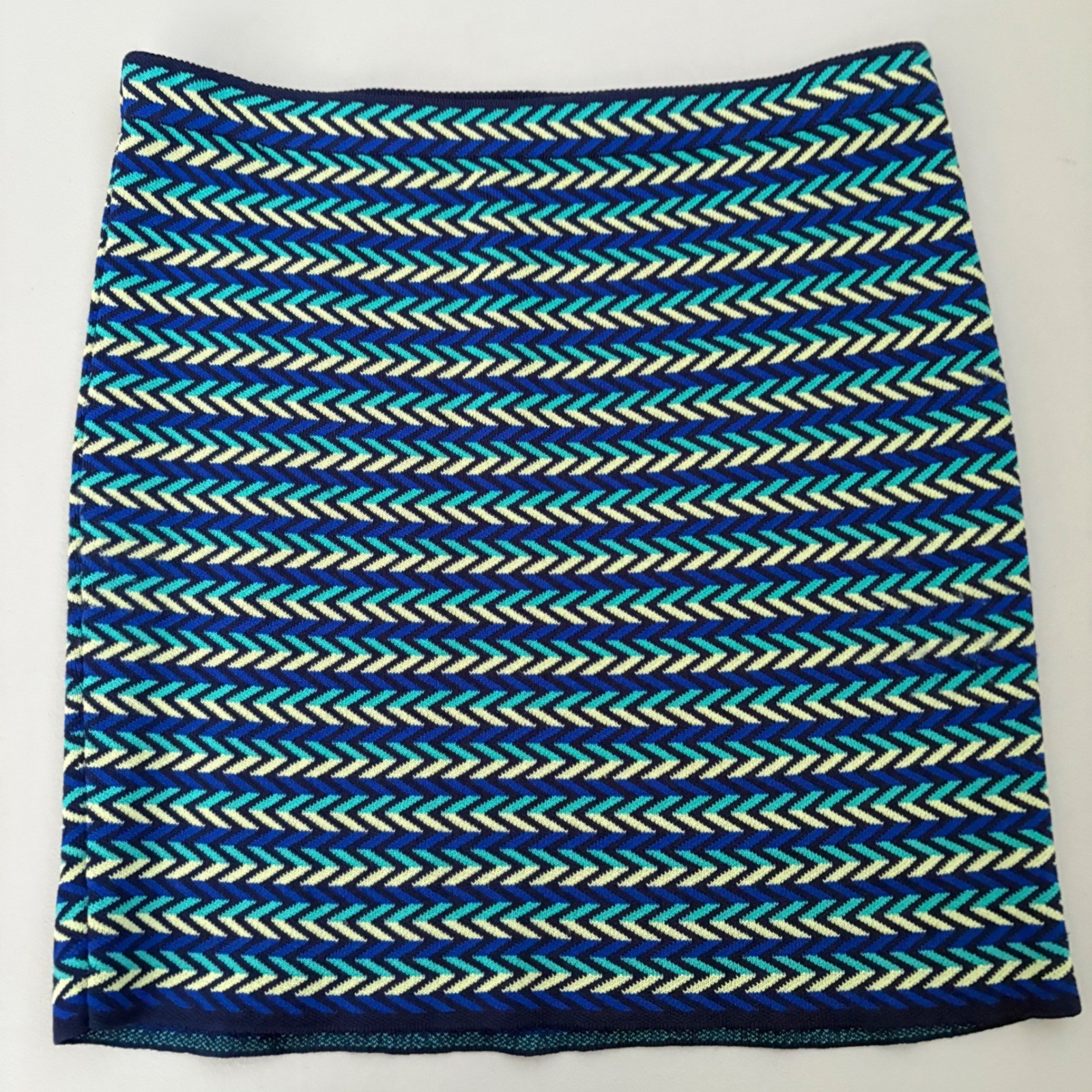 RACHEL Rachel Roy Womens Chevron Knit Mini Skirt Stretch Blue Teal Yellow XS
