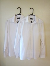 Two 2 J Ferrar Mens White Dress Shirts 15.5 34-35 Super Slim Stretch
