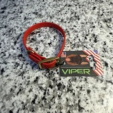 Viper Biothane Waterproof Dog Collar Red Cherry Brass Hardware L 9-12” W 1/2”