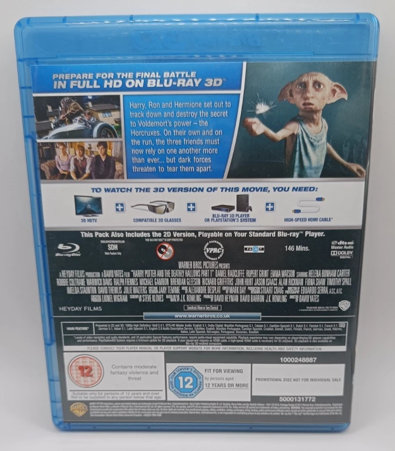 Harry Potter Deathly Hallows Part 1 & 2 Blu-ray 3D Promo Disc Rare Set - Image 3 of 4