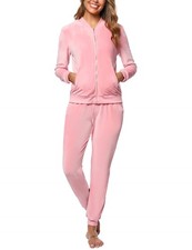 2 Piece Velour Sweatsuits For Women Set Long Sleeve Zip Up Velvet Jacket And ...