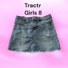 Tractr Denim Mini Skirt Size 8 Girls Frayed