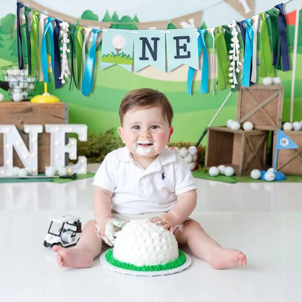 Banner de silla alta de golf para 1er cumpleaños - Decoración de primer cumpleaños para bebé, G Foto 4 de 4