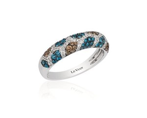LeVian 14K White Gold Band Ring with 0.79 ct. White, Ice Blue and Brown Diamond