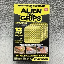 Alien Grip Rug Gripper Carpet Tape - 12Pcs, 4X4 In. Anti-Slip Hardwood, Tile Flo