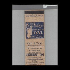 Matchbook Cover - Taxi Lindenhurst Taxi Lindenhurst Long Island, NY