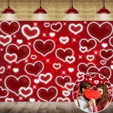 Valentine's Day Backdrop Red Heart Decoration Photography Backdrops 7x5FT