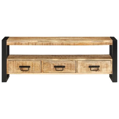 TV Stand Entertainment Center TV Storage Cabinet Solid Rough Mango Wood vidaXL