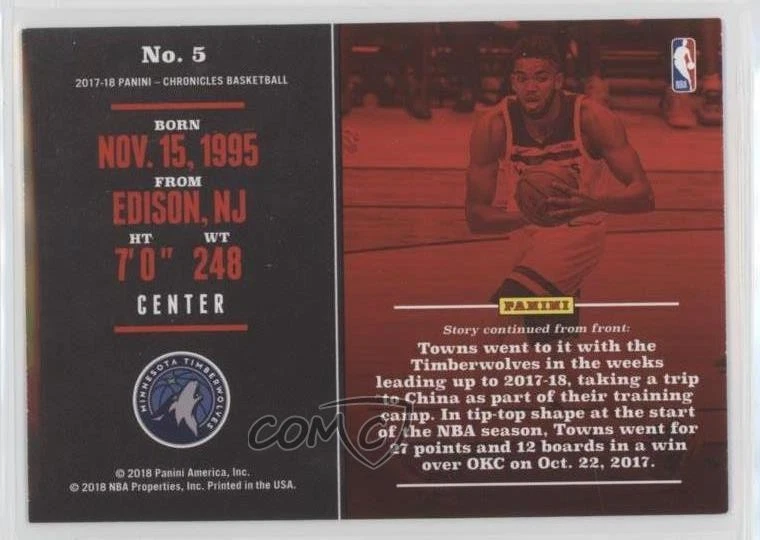 2017-18 Panini Chronicles Karl-Anthony Towns #5 - Image 2 of 2