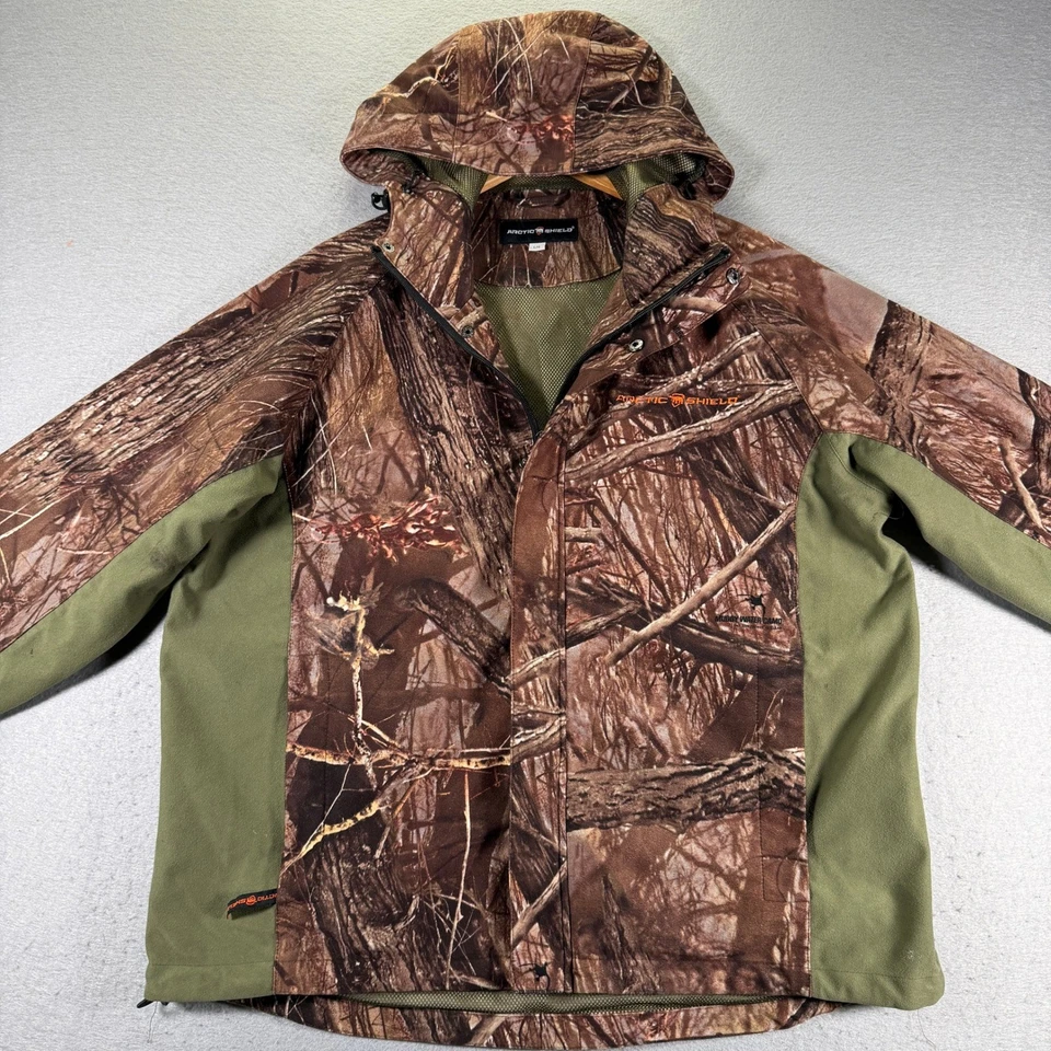 Arctic Shield Men Camo Realtree Hunting Jacket L/G Hooded Water Resistant - Image 4 of 4