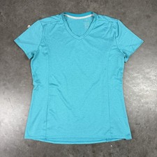 Adidas T Shirt Womens Medium Blue V Neck Short Sleeve Lightweight Running Preown