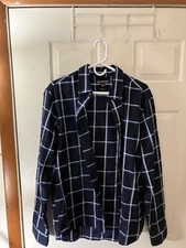 Michael Kors Slim Fit Dress Shirt Men's 16 32/33 Long Sleeve Blue Plaid