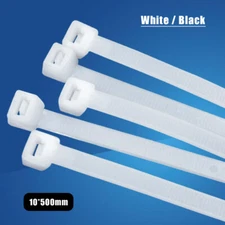 10*500mm Self-locking Nylon Cable Ties Ultra Strong Cable Tie Straps White/Black