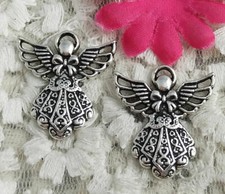 Free Ship 38 pcs Antique silver angel charms 26X24mm H-3121