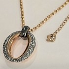 Swarovski Circlet Rose Gold Plated Swan Signed Oval Pendant Necklace 5142818