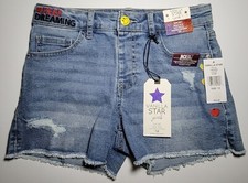 Vanilla Star Girls Blue Denim Adjustable High Rise Shorts New with Tags Size 12
