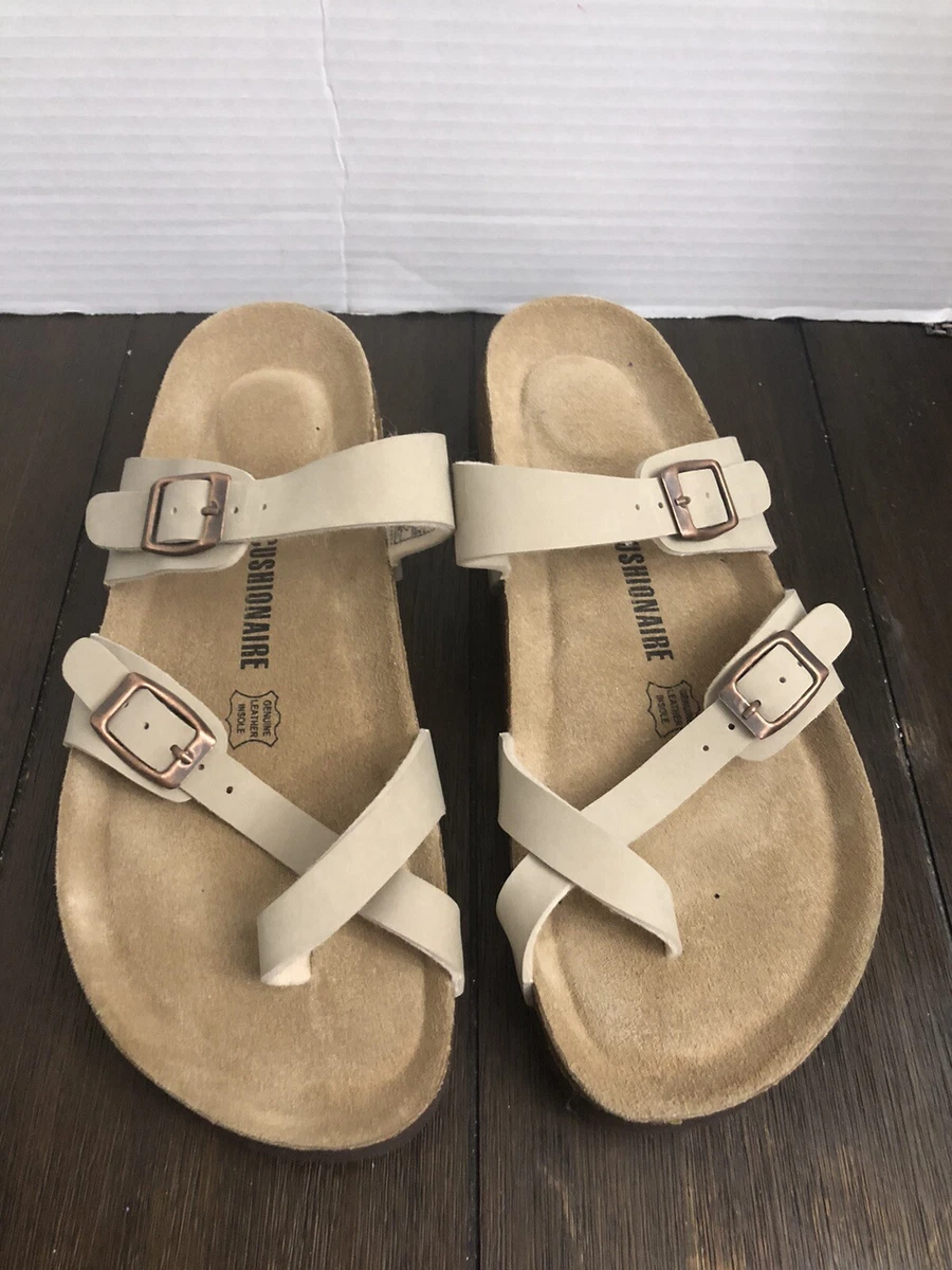 CUSHIONAIRE Luna Cork Whiskey Strappy Leather Sandals Size 11M NEW WITHOUT BOX