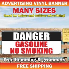 DANGER GASOLINE NO SMOKING Advertising Banner Vinyl Mesh Sign Careful Attention