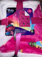 Dreamworks Trolls Super Soft Sherpa Blanket Pink 60in x 90in 152cm x 229cm NEW