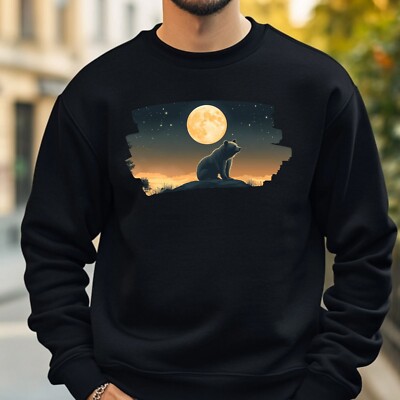 Black Bear Full Moon Sweatshirt Cosy And Perfect For Any Occasion S To 4XL