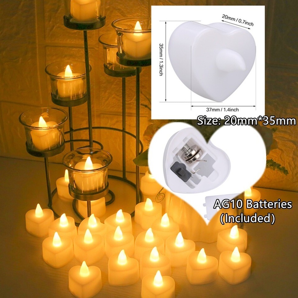 24pcs Flameless Heartshaped LED Tealight BatteryPower Candles Wedding