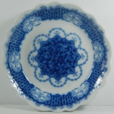 TWO ANTIQUE W.G. GRINDLEY "MARLBOROUGH" FLOW BLUE COUPE SOUP BOWLS - LATE 1800'S