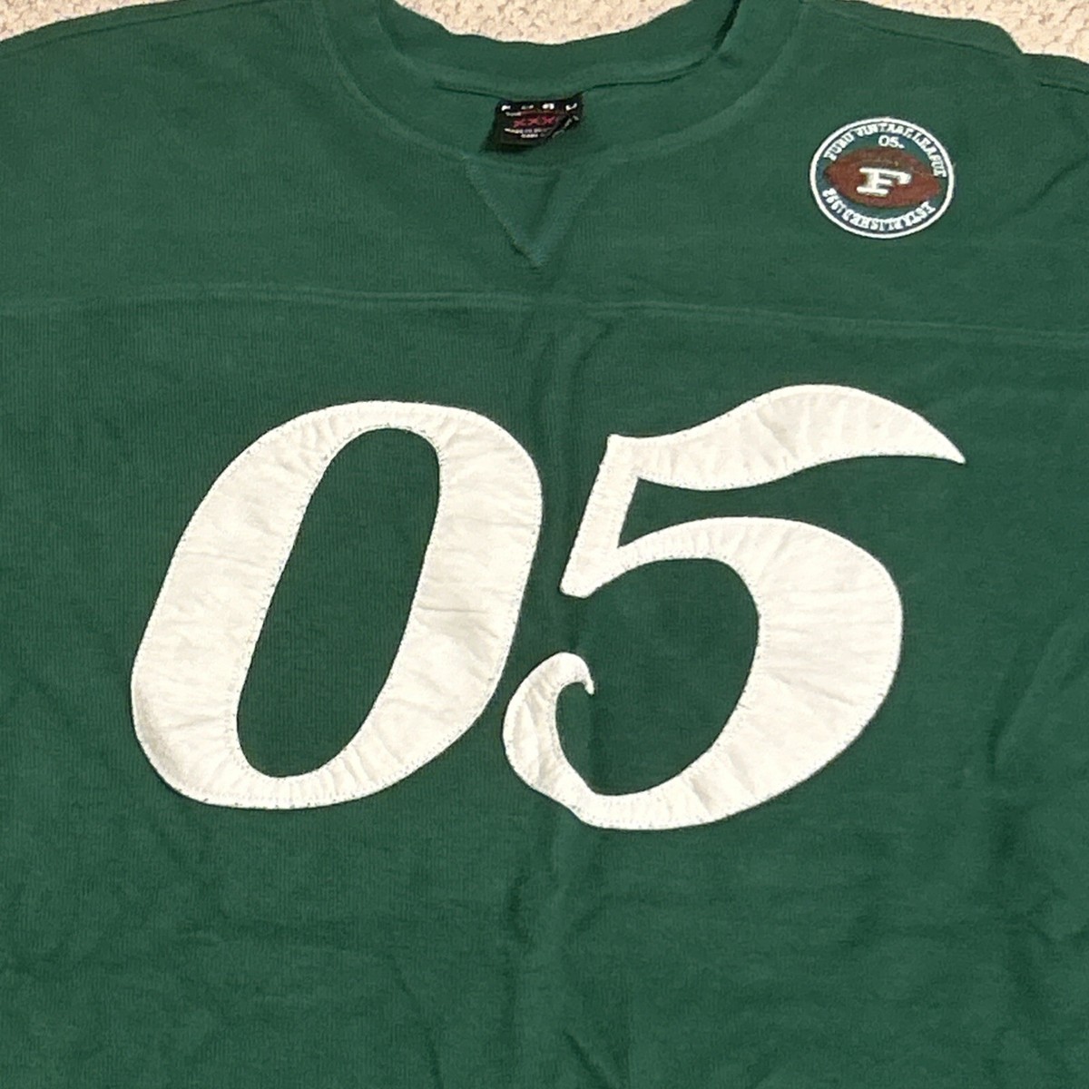 Vintage FUBU The Throwback Collection Pullover Jersey Sweater Sz 3XL Green  White