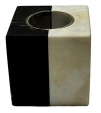 Jonathan Adler Canaan Marble Tealight Holder Black White 3