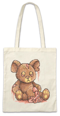 Pixel Zombie Teddy Stofftasche Einkaufstasche Zombies Nerd Bear Teddybär Bär