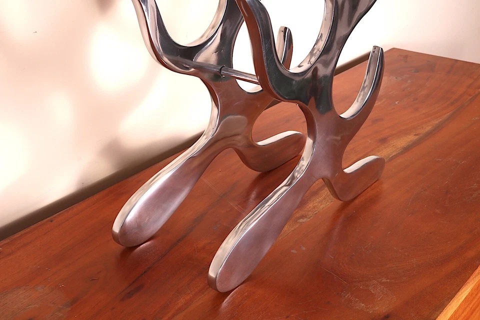 9 Vino Bottiglia Bevande Cremagliera Autonomo Pavimento O Tavolo Top Lucidato - Immagine 3 di 4