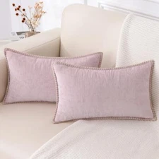 decorUhome Chenille Soft Throw Pillow 12 x 20-Inch (Pack of 2) Blush Pink