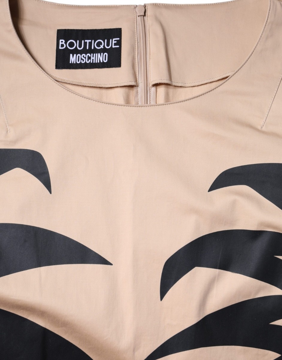 Moschino Beige Cotton Short Sleeve Knee Length Women's Dress