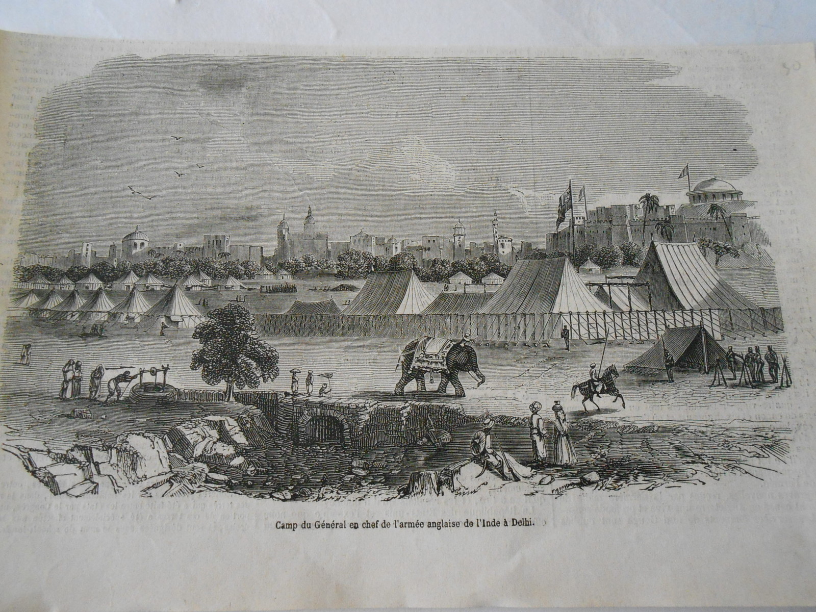 Inde India Camp de l'armée Anglais à Delhi Antique Old Print 1850 eBay